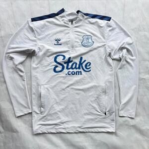 Everton FC Hummel White BlueMen’s M Training Drill Top 1/4 Zip Stake Small XS